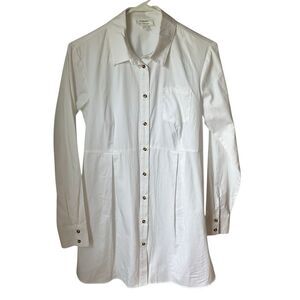 Seraphine Pleated Maternity Buttonup, 6, white. CBK pregnant